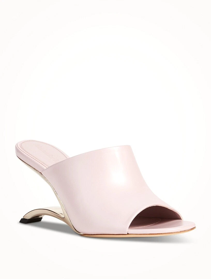 Scarpe sandali Alexander McQueen da donna arco in pelle di vitello mulo con zeppa da $990 taglia 38