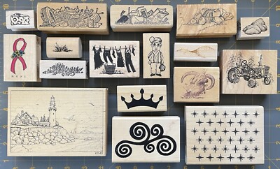 Art & Collage Mix THEME RUBBER STAMPS RARE PEOPLE Landscape Novelty Etc YOU PICK