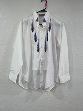 Wanted By Beads Beautiful Men  s Western White Long Sleeve Shirt Large