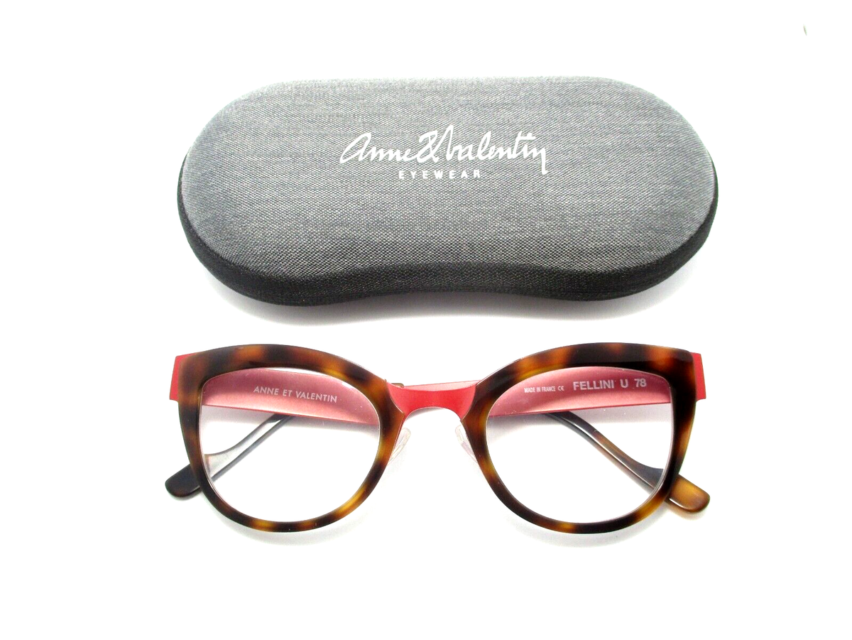 ANNE et VALENTIN FELLINI U78 Eyeglasses Tortoise Red Cat Eye Frame