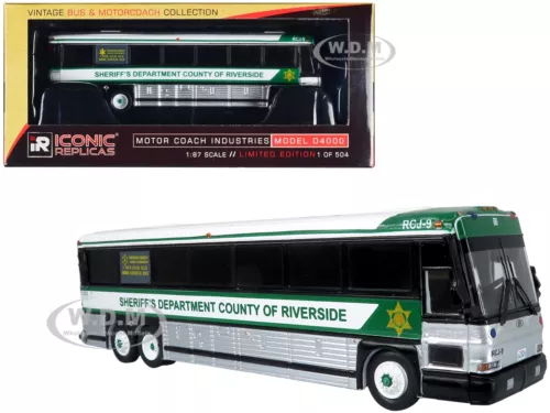 2001 MCI D4000 COACH BUS "RIVERSIDE COUNTY SHERIFF" 1/87 ICONIC REPLICAS 87-0482
