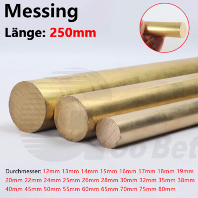 Messing rund Ms60 Ø 12 - 80mm Stab Rundmaterial Rundstange Vollstab 250mm Länge