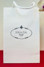 Authentic PRADA Logo Embossed White Textured  Paper Shopping/Gift Bag, Size S