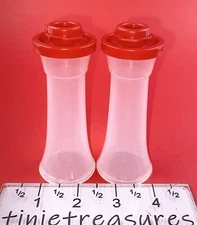Tupperware Salt And Pepper Shaker Mini 4" Hourglass Set Red tinietreasures