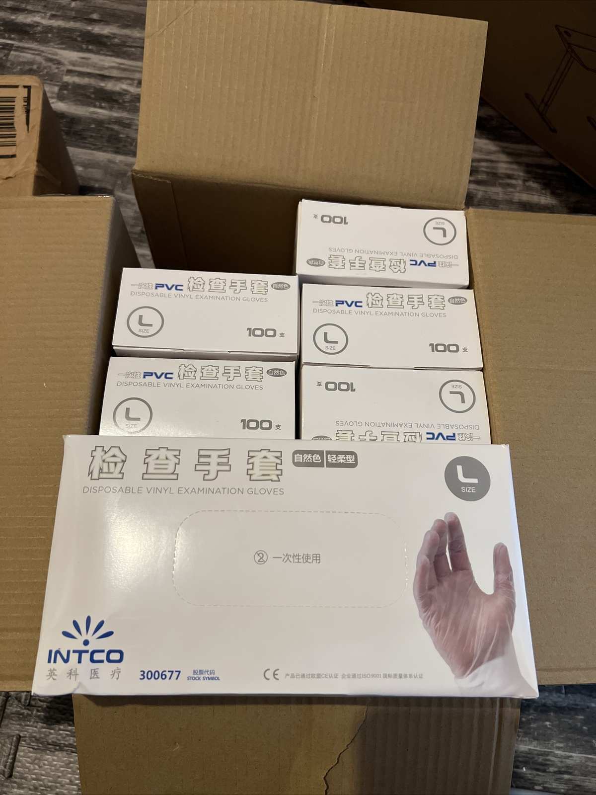 BOX W/100 INTCO PVC L DISPOSABLE VINYL EXAMINATION GLOVES 6972940810039