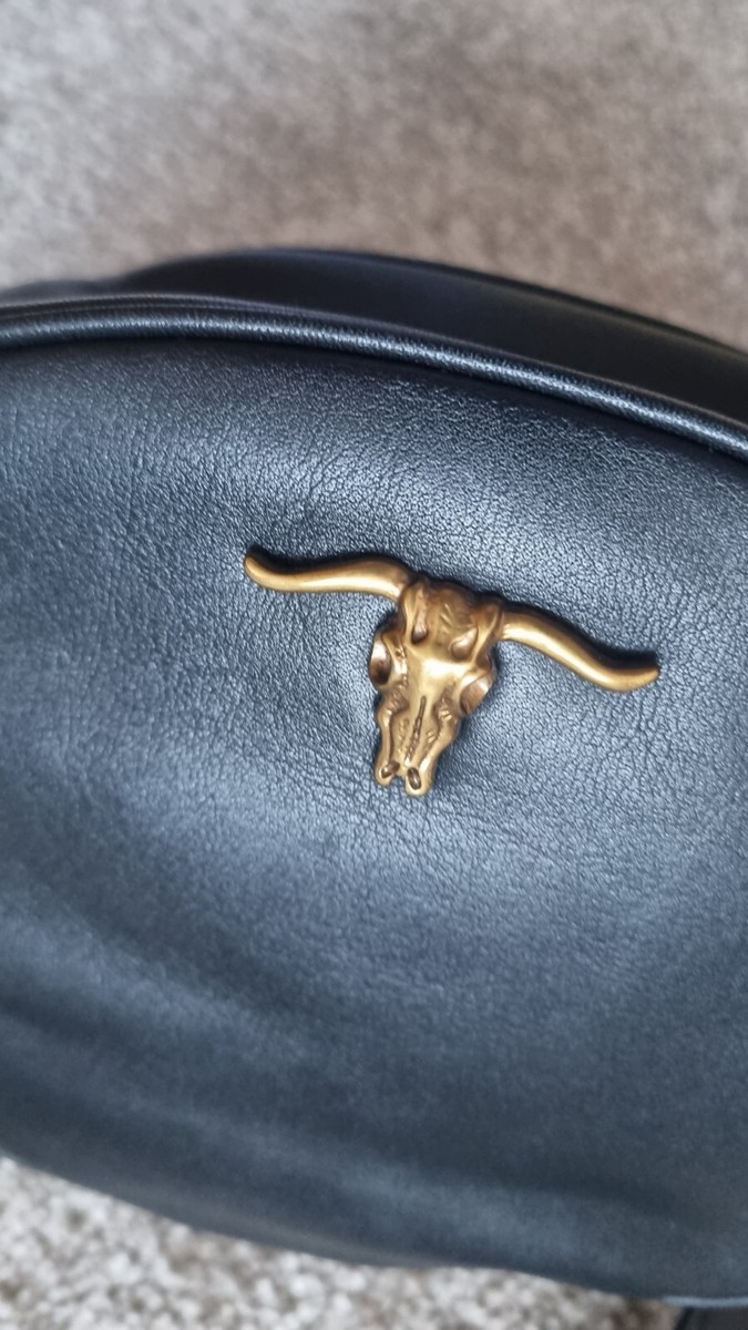 Polo Ralph Lauren RL Crossbody Black Leather Rams Head