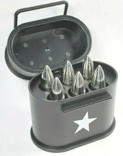 Set / 2 - 6 Each Whiskey & Cocktail Chillers Silver Bullet Shaped Drink Chillers