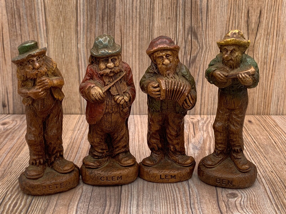 Syroco 1942 HillBilly Band Figurines Ben, Clem, Lem & Pete Pressed