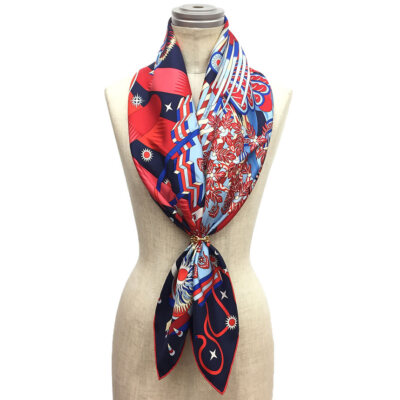 ○Hermes Carre90 Scarf La Source De Pegase Of Pegasus Red Blue