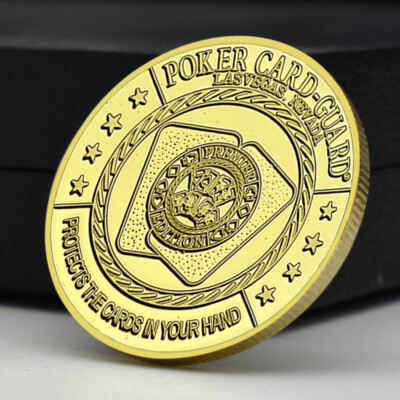 Texas Hold'em Lasvegas Poker Card-Guard Golden Chip Coin Lucky