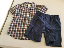 NEW Carter's Boys Plaid Airplane Shirt & Pull on Shorts Set 2pc Size 2T,3T,4T,5T