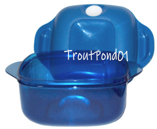Tupperware Heat N Serve Microwave Cooking Dish 5 cup 1.2L Micro Container Blue - Afbeelding 1 van 3