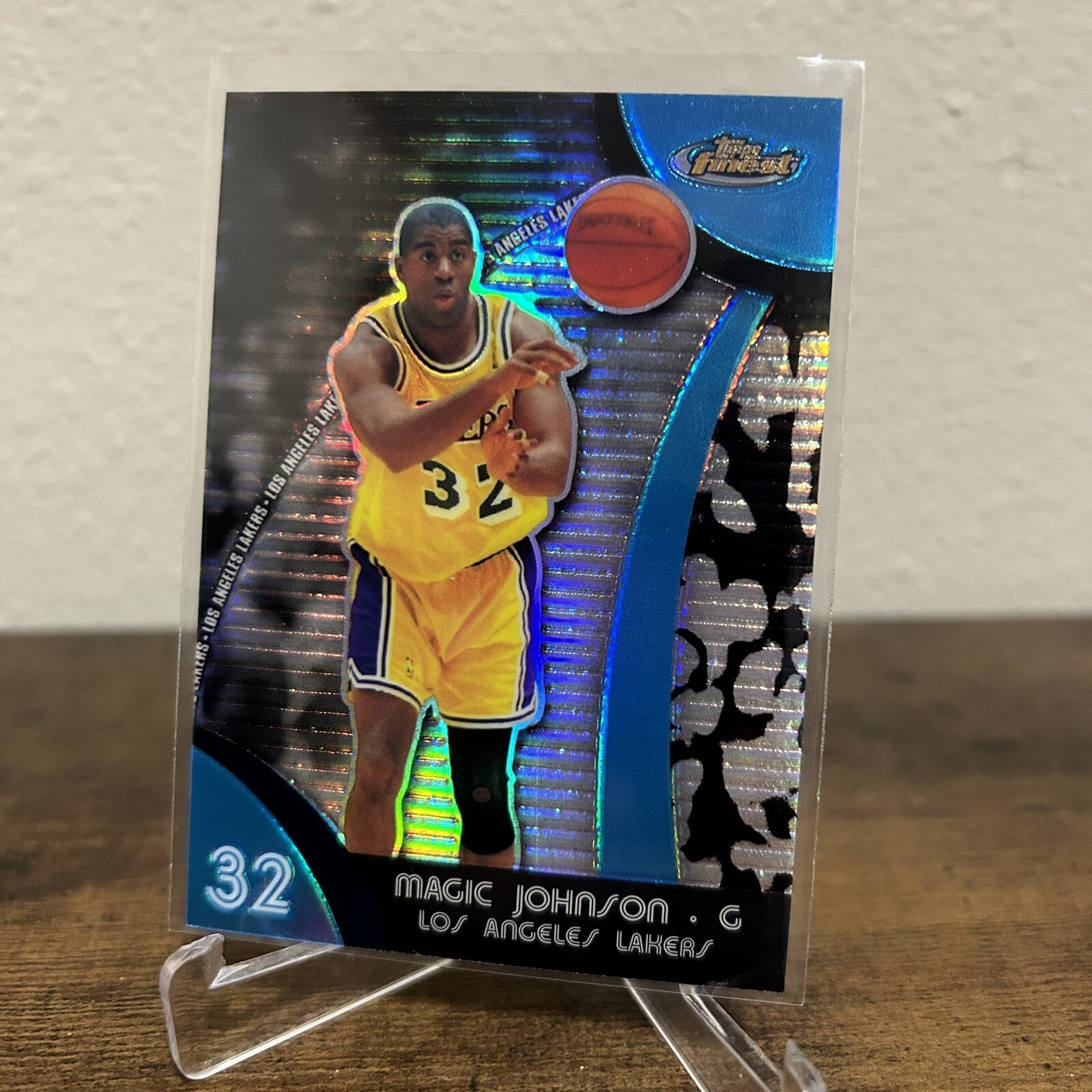 2007-08 Topps Finest Magic Johnson Blue Refractor /199 HS