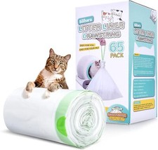 65-PK Drawstring Cat Litter Liner Bags -3.5 Gal Litter Box Replacement Waste Bag