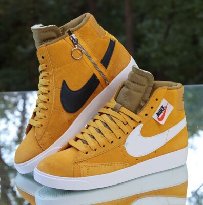 Nike Blazer Mid Rebel Yellow Ochre Women's Size 8.5 White Custom