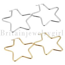 4pcs High Polished Stainless Steel Big Star Hoop Hinged Earrings for Women Girls