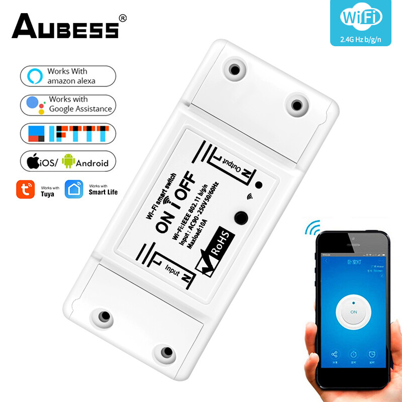 10A DIY Tuya WiFi Smart Light Switch Universal Breaker Module Timer Wireless Rem