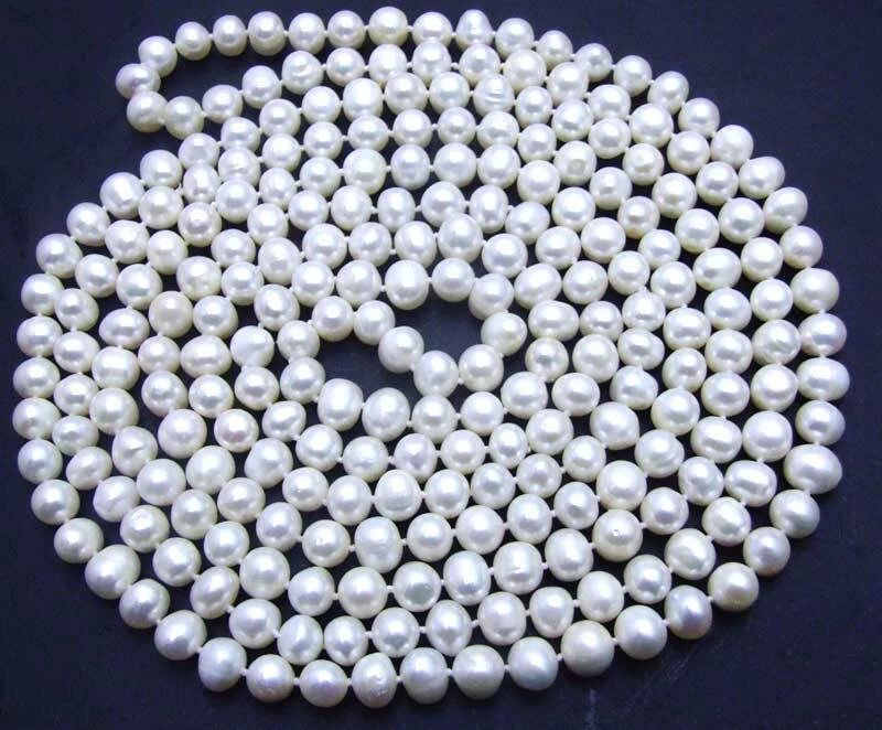 9-10 мм круглый натуральный пресноводный белый жемчуг ожерелье для женщин длинное ожерелье 80» - Изображение 3 из 4