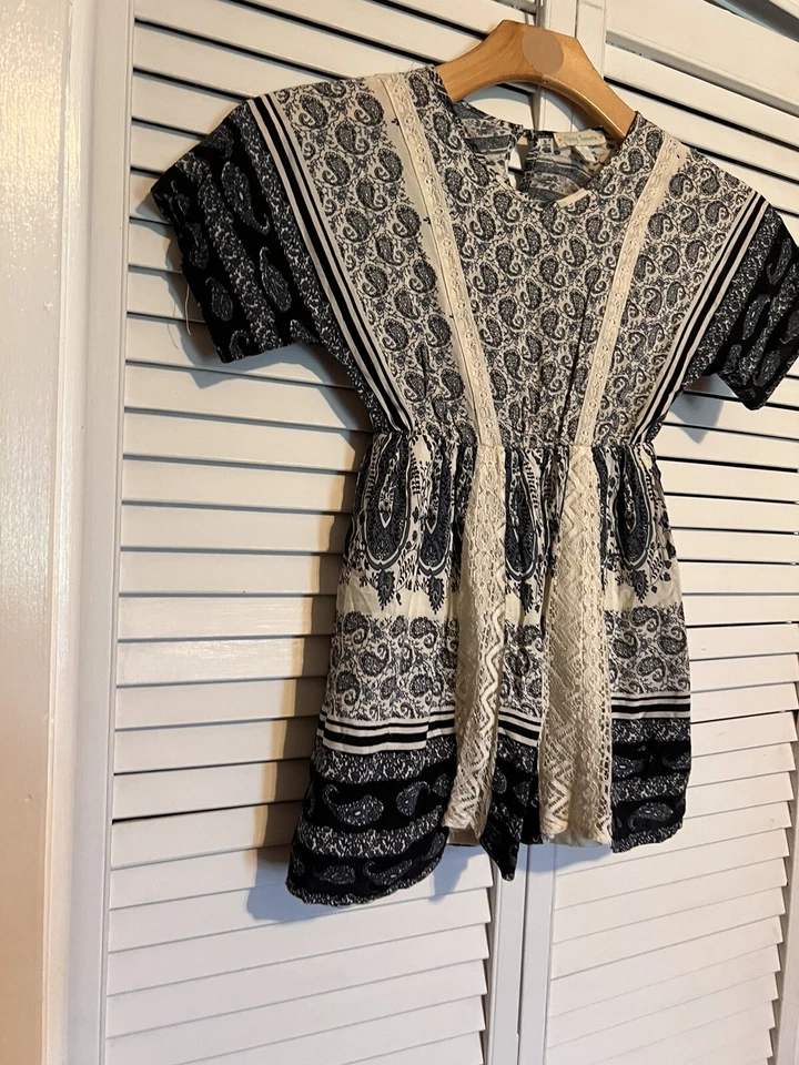 Vestido FLYING TOMATO Niñas Niños Talla 5-6 Manga Corta Forrado Campesino Boho Cachemira Foto 2 de 4