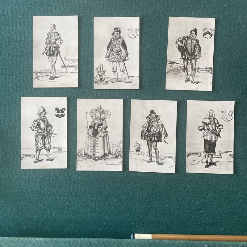 1921 Lot Of 7 Postcards Great Devonshire Men Queen Elizabeth England