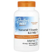 2 X Doctors Best, Natural Vitamin K2 MK-7 , 45 mcg, 180 Veggie Caps