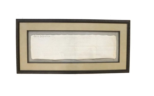 Antique 1822 Framed Indenture David Atherholt Bucks & Berks County, PA Mennonite - Picture 1 of 6