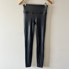 Spanx Faux Leather Croc Embossed Leggings Black Small High Waisted Shaping
