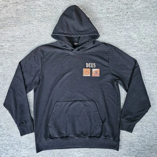Deus Ex Machina Max Speed Hoodie Black Mens L Biker Motorcycle Surf Streetwear - product listing photo