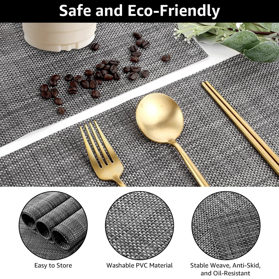 Lot de 10 sets de table lavables en PVC - 30 x 45 cm - Lavables - Résistants ... - Photo 3/4