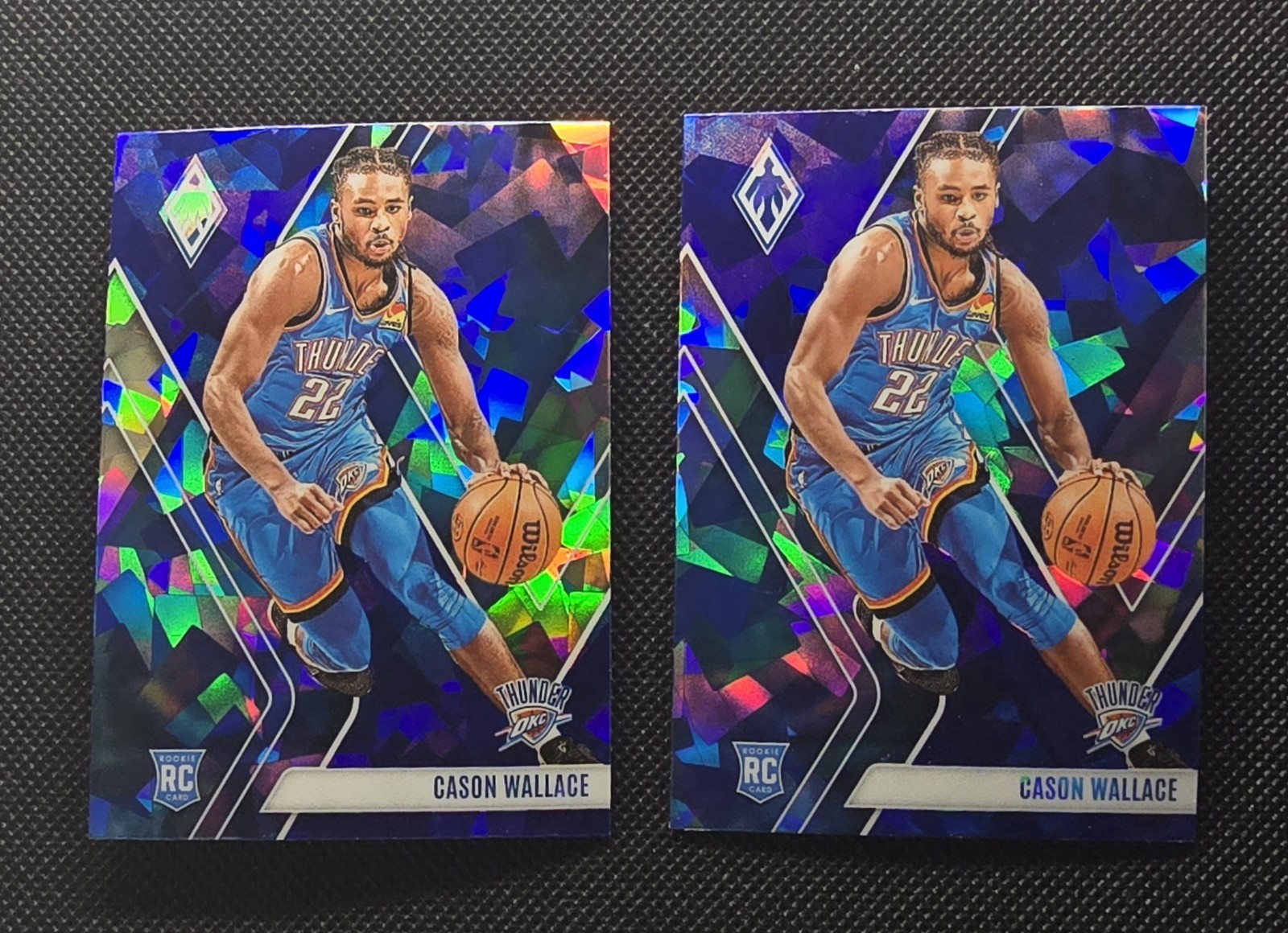 2023-24 Phoenix (2) Card LOT Cason Wallace RC BLUE CRACKED ICE / OKC Thhunder