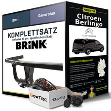 Anhängerkupplung BRINK starr für CITROEN Berlingo +E-Satz PKW ABE EC 94/20