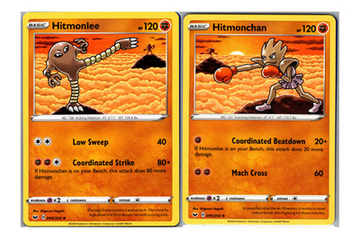 Hitmonlee & Hitmonchan, Connected Scene 2 Card Set, SWSH Base Set Pokemon TCG