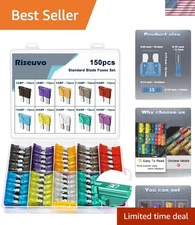 150-Pcs Automotive Fuse Kit with Fuse Puller - Car & RV Assortment for Safety