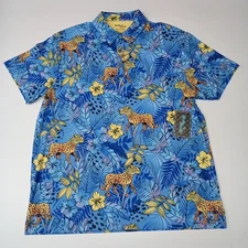 Birdie Bound Golf Polo Shirt Men's XL Azure Blue Easy Care UV Comfort Stretch