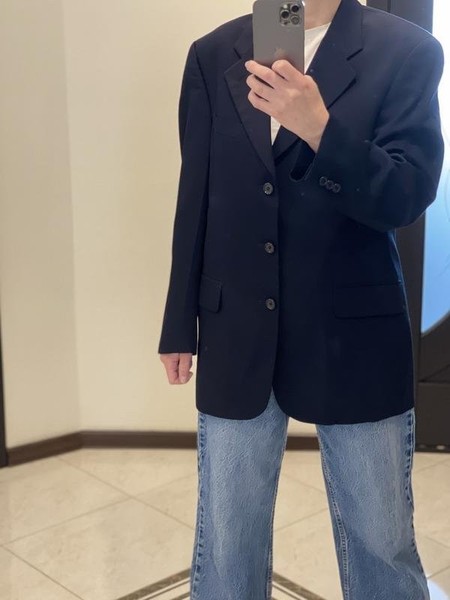 Women Pierre Cardin Blazer Navy Wool S