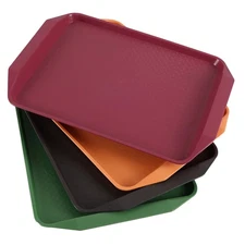 4-Pack 16.77x11.81x1.10 inch Large Plastic Fast Food Serving Tray Non Slip