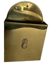 Vintage Mid Century Brass Envelope Wall Pocket Letter Holder Hanging Storage