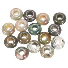 15pcs Natural Stone Beads 8x14mm Large Hole Craft Beads, Black and White