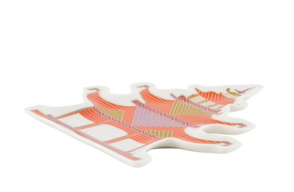 Jonathan Adler Luxemburgo Pagoda Baratija Plato Porcelana con Acento Dorado Caja Nueva Foto 4 de 4