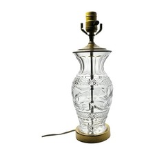 1980s Waterford Crystal  Brass Electric Small Table Lamp 14  Signed