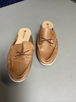 Sperry Women s Mule Boat Shoe Size 12m Brown Leather Slip On Extra Comfortable