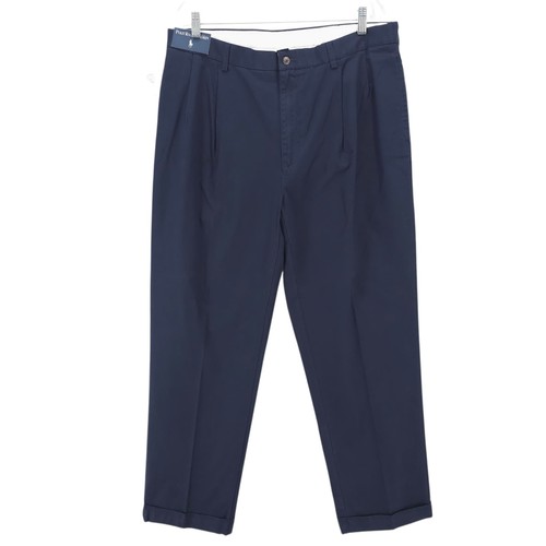 NWT Polo Ralph Lauren Hammond Pants Aviator Navy Blue Pleated Cuffed Size 38x32