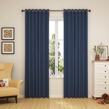 100 Blackout Curtains for Bedroom   52 x 84 Inch Navy Grommet Curtains, Ther...