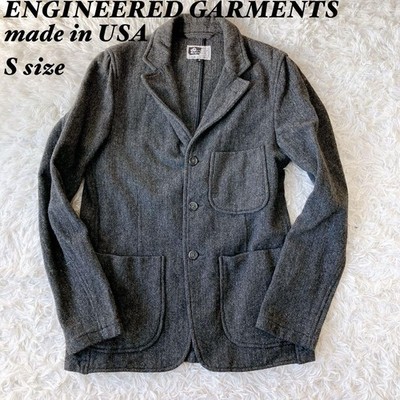 Engineered Garments Herringbone Wool Blazer Gray USA Made Size S #FH ZDA