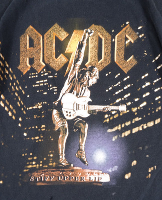 Vintage AC/DC T Shirt Large Mens 90s Stiff Upper Lip Tour Concert Merch Tee