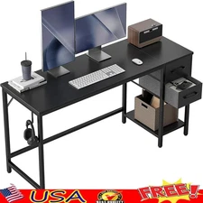 Modern Computer Desk W/ 2 Drawers Home Office Ergonomic Writing Table Storage US