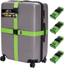 Heavy Duty 4 Pack Adjustable Luggage Straps for Suitcases, Easy to Identify Trav