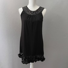 Express Mini Dress Women S Black Sequin Ruffle Cocktail Party LBD Y2K Dance Club