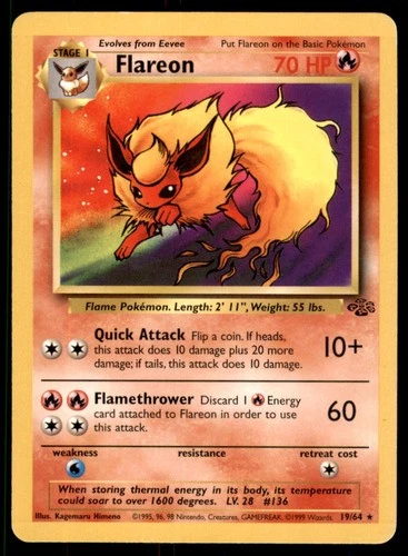 1999 Pokemon Classic - Jungle Flareon Stage 1/Rare #19