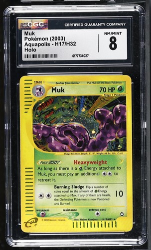 CGC 8 Muk H17/H32 Aquapolis Holo Pokemon Card